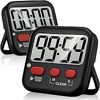 Antonki 2 Pack Magnetic Digital Kitchen Timer for Kids - Countdown Timer with Loud Alarm, Silent Mode, Batteries Included