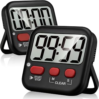 Antonki 2 Pack Magnetic Digital Kitchen Timer for Kids - Countdown Timers with Loud Alarm, Silent Mode, Batteries Included