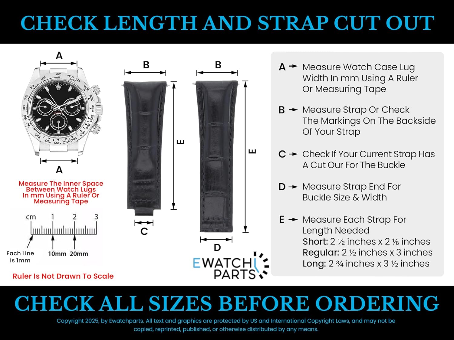 Ewatchparts Silicone Rubber Watch Band Strap Compatible With Rolex Datejust Daytona Submariner GMT Black