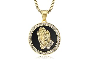 Praying Hands Pendant and Chain: Iced Out Charm for Men
