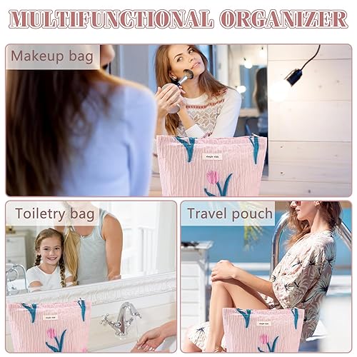 Miniatura 3 de Bolsa de maquillaje de flores para mujer, bonita bolsa de maquillaje para bolso, bolsa de cosméticos con cremallera, bolsa de cosméticos de lona