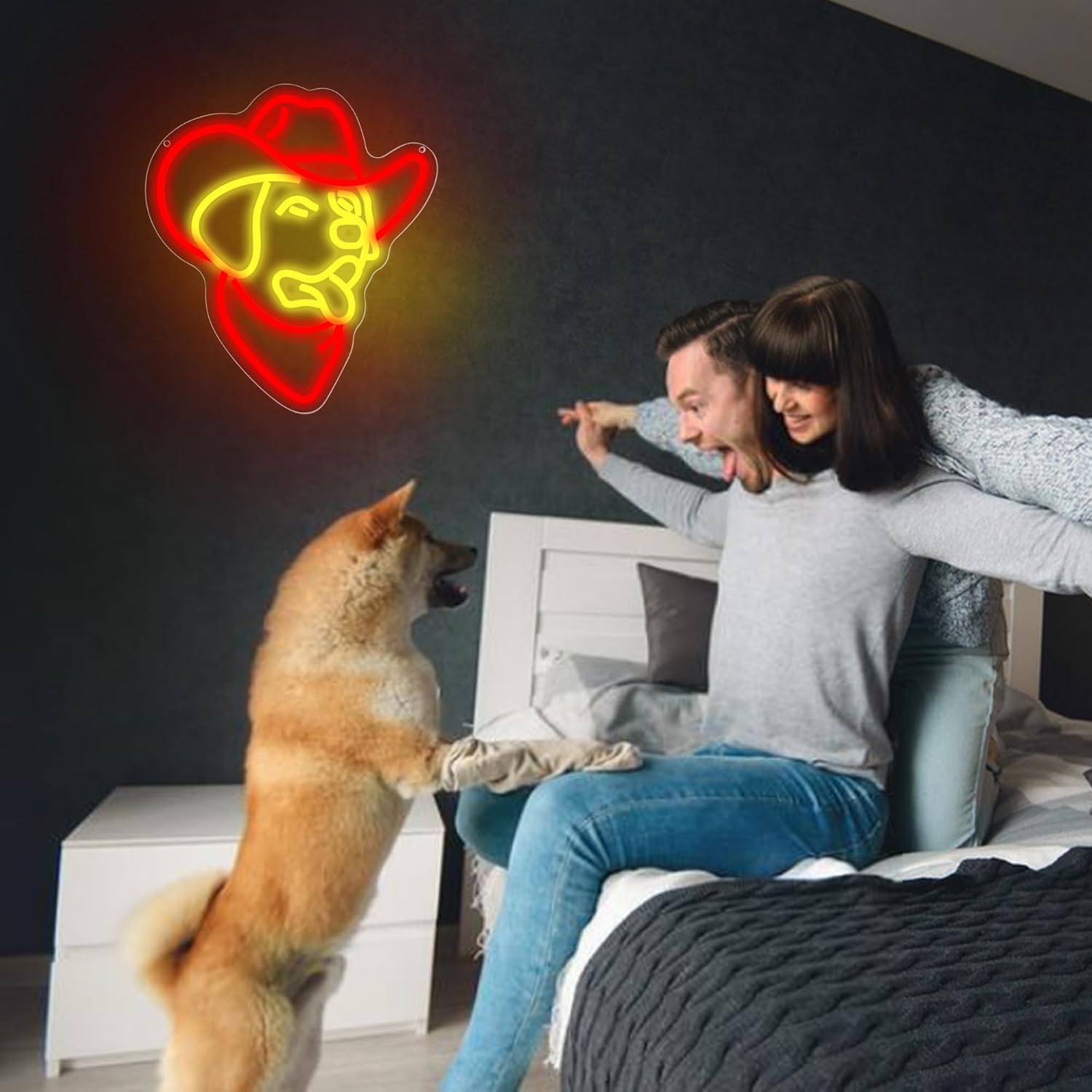 Golden Retriever Neon Sign for Wall Decor Cowboy Golden Retriever Neon Light Dimmable Cute Dog LED Light Up for Man Cave Bedroom Office Party Christmas Birthday Gifts Art Size11.9 * 13.7(WZCP056) - Image 4