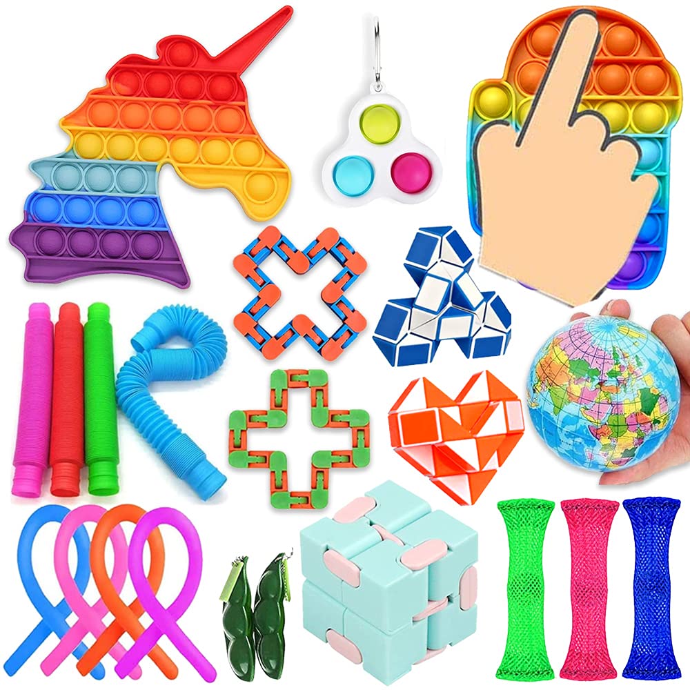 Waybla 22 Pack Sensory Pop Fidget Packs pop Bubble Squeeze Toys with Simple Dimple Toys for Boys Girls Autism ADHD Stress Relief and Anti-Anxiety Toys