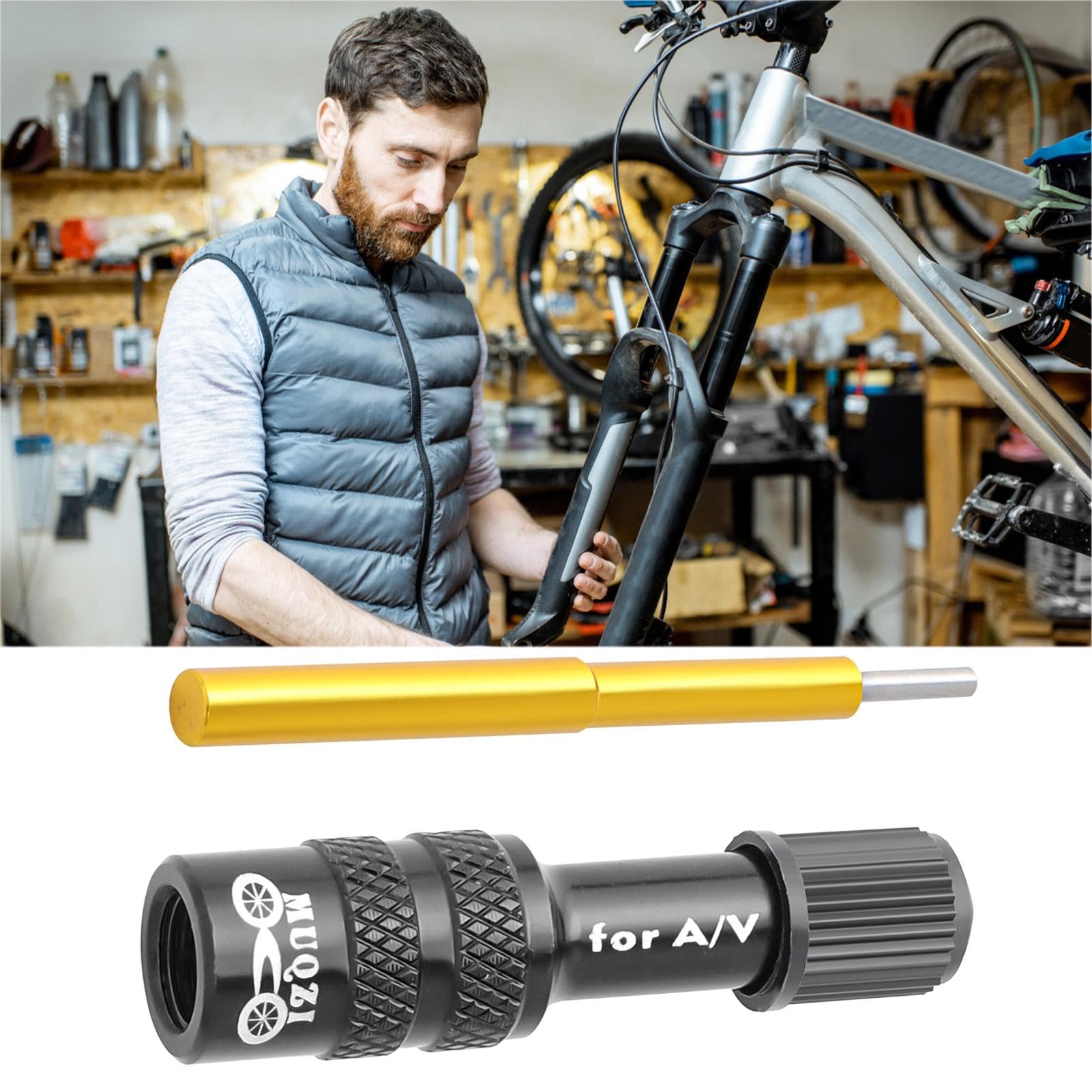 Adattatore Valvola Forcella Bici Pompa Ammortizzatore Convertitore Ugello per Pneumatici