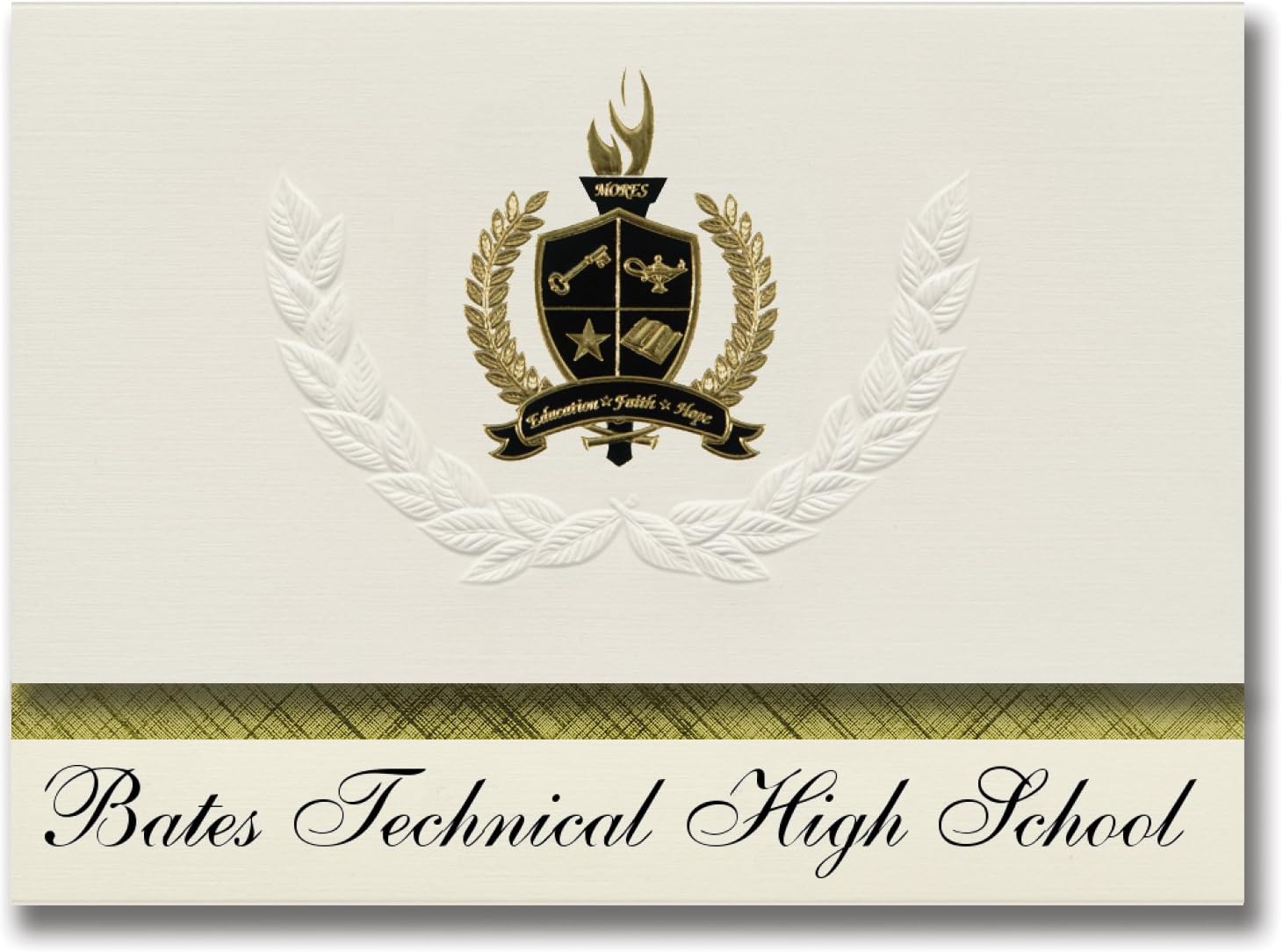 Bates Technical High School (Tacoma, WA) Graduation Announcements, Presidential style, Basic package of 25 with Gold & Black Metallic Foil seal