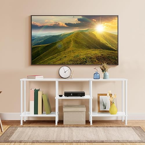 Miniatura 5 de OYEAL Soporte de TV para televisores de hasta 50 pulgadas, centro de entretenimiento con estantes de almacenamiento abiertos para sala de estar,