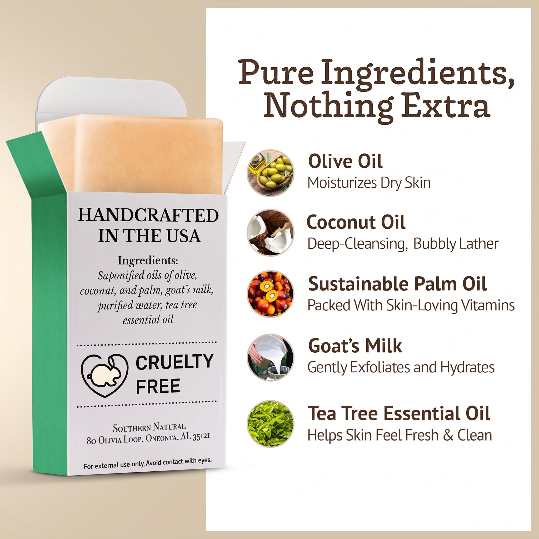 Southern Natural Natural Soap Bar for Face & Body
