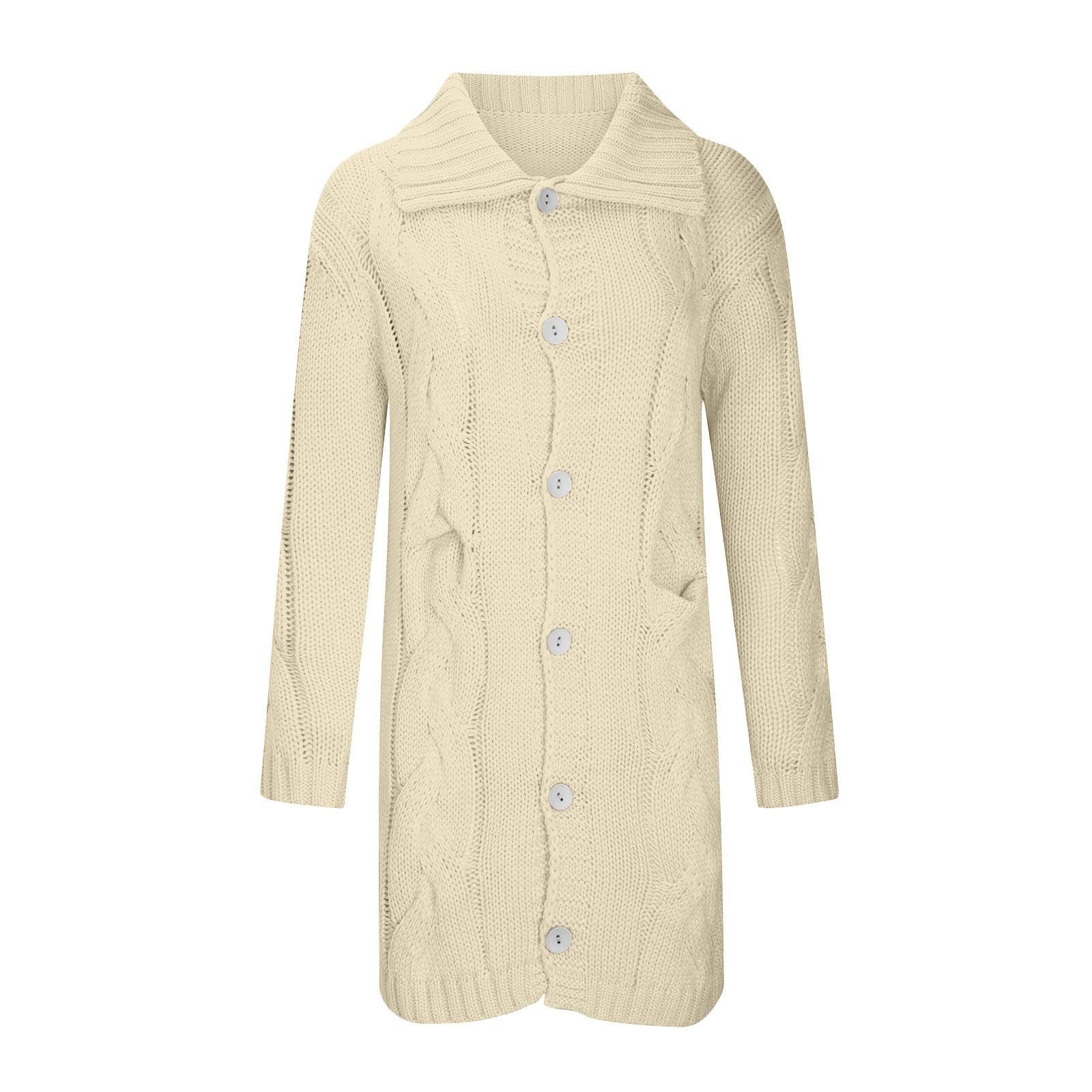 Cárdigan con botones para mujer, suéter de punto grueso de gran tamaño, suave, manga larga, parte delantera abierta, abrigo holgado con 2 bolsillos, ropa de punto acanalado, ropa de abrigo ligera y