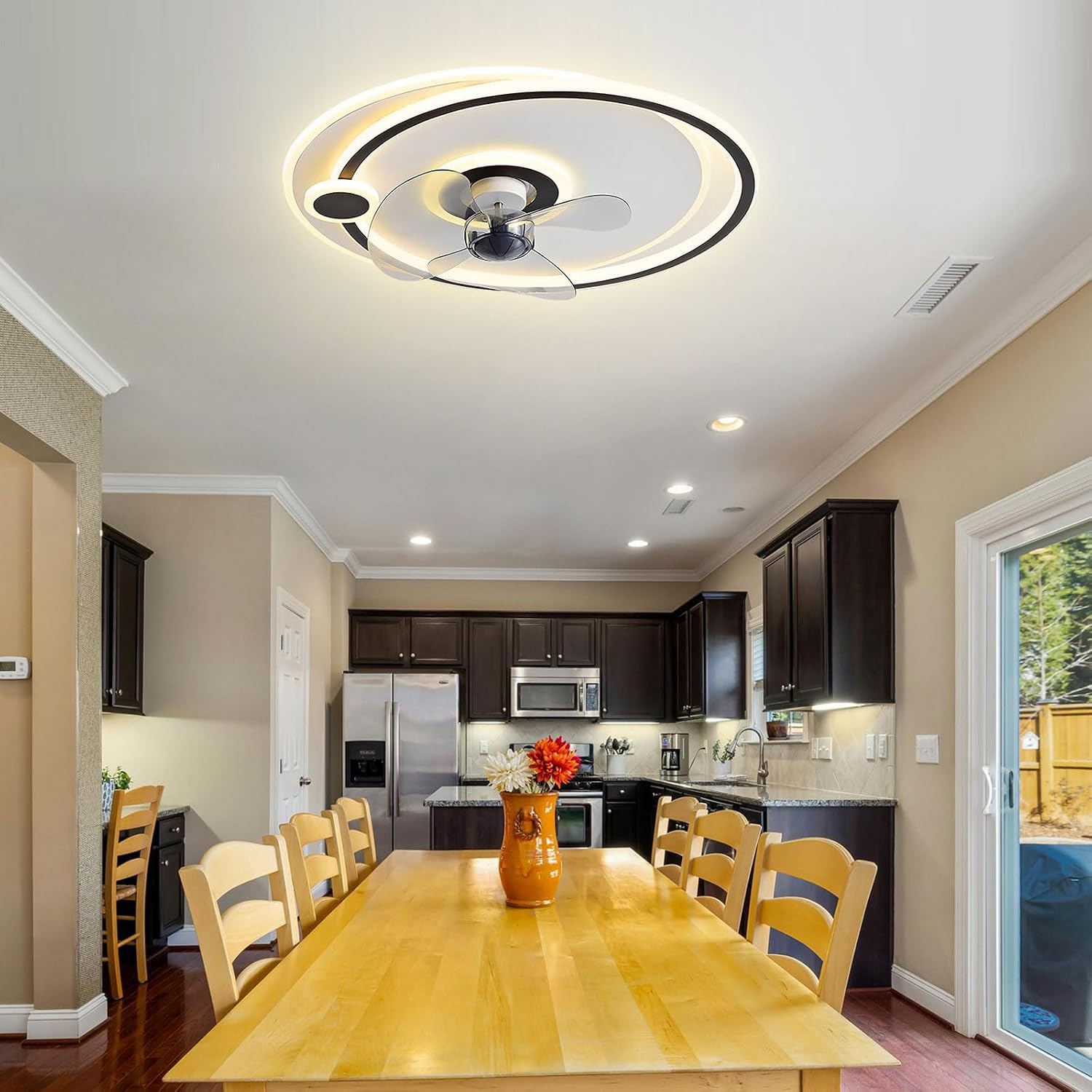 Low Profile Ceiling Fan with 150W LED Light Remote Dimmable Ceiling Fan Light 20" Small Ceiling Fan with Light 6 Speeds Silent Ceiling Fan for Bedroom Kids Room Living Room