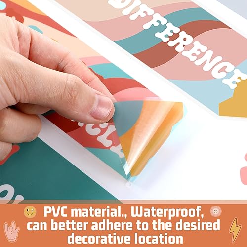 Miniatura 3 de Cholemy 9 hojas retro de regreso a la escuela, tablón de anuncios, calcomanías de bienvenida para puerta de bienvenida, diseño de arco iris,