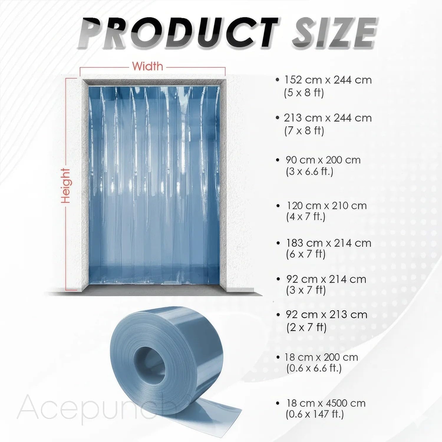 Smooth Clear Blue PVC Strip Curtain 48" Width x 84" Height - Walk-in Cooler and Freezer Door Strips Transparent Plastic Vinyl Warehouse Flap Doors for Temperature Management