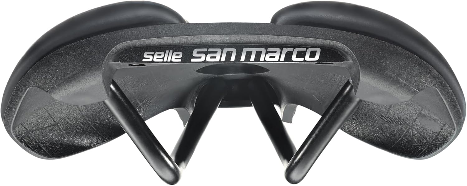 Selle San Marco Mantra Manganese Off-Road Bicycle Saddle, Gravel, Trail, Cross Country, Open Shell with Protective Cover, Flat Shape, Manganese Frame – Black, Size L2