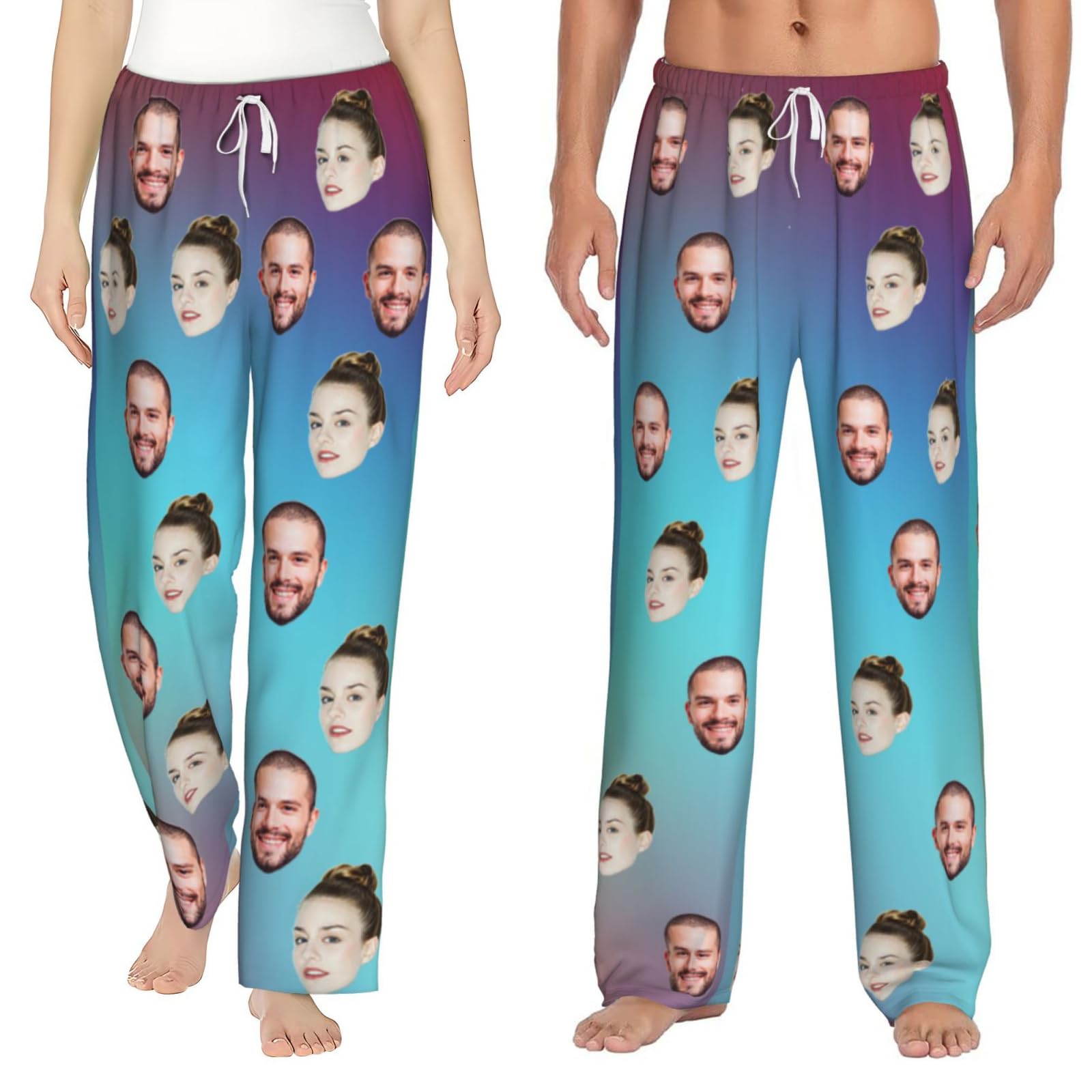 GZYZXP Custom Pyjama Pants with Face Photo, Personalized Casual Pj Bottoms, Photo Pyjama Bottoms, with Photo Face Personalised Photo PJs, Custom Pajama Sleepwear Bottoms with Pockets