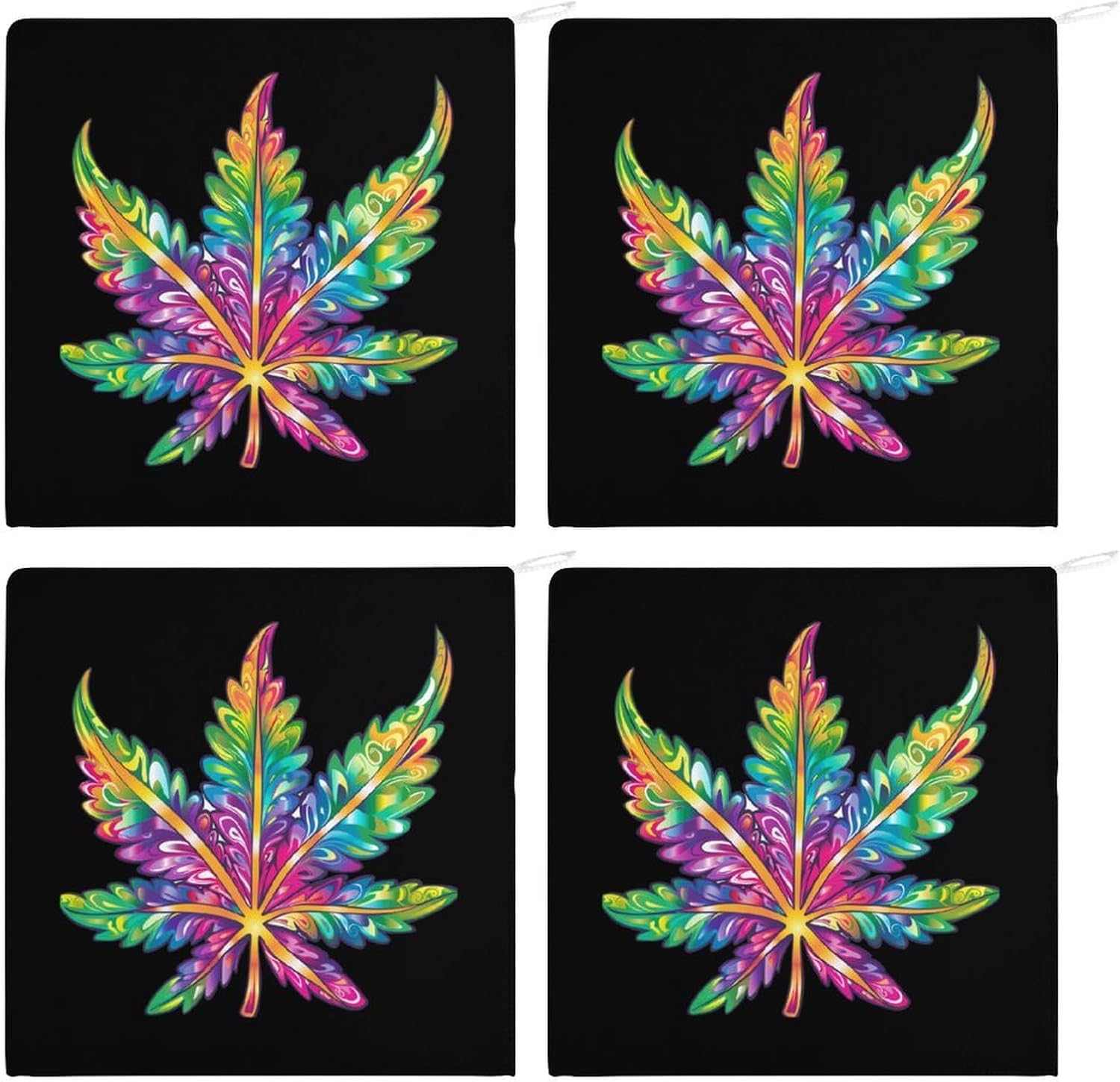 Weed Tie Dye Hand Towels for Bathroom Kitchen Towels Small Towel Handkerchiefs with Hanging Loop 4PCS