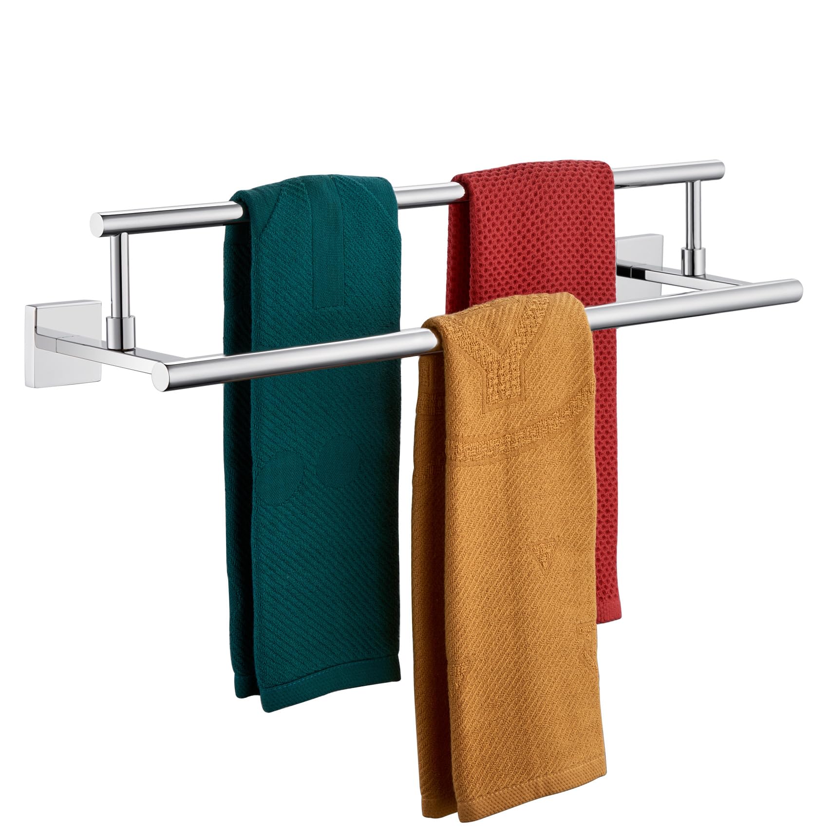 KOKOSIRI Towel Holder 24-Inch Bathroom Double Bath Towel Bars Kitchen Rack Wall Mounted Polished Chrome Stainless Steel B5009CH-L24