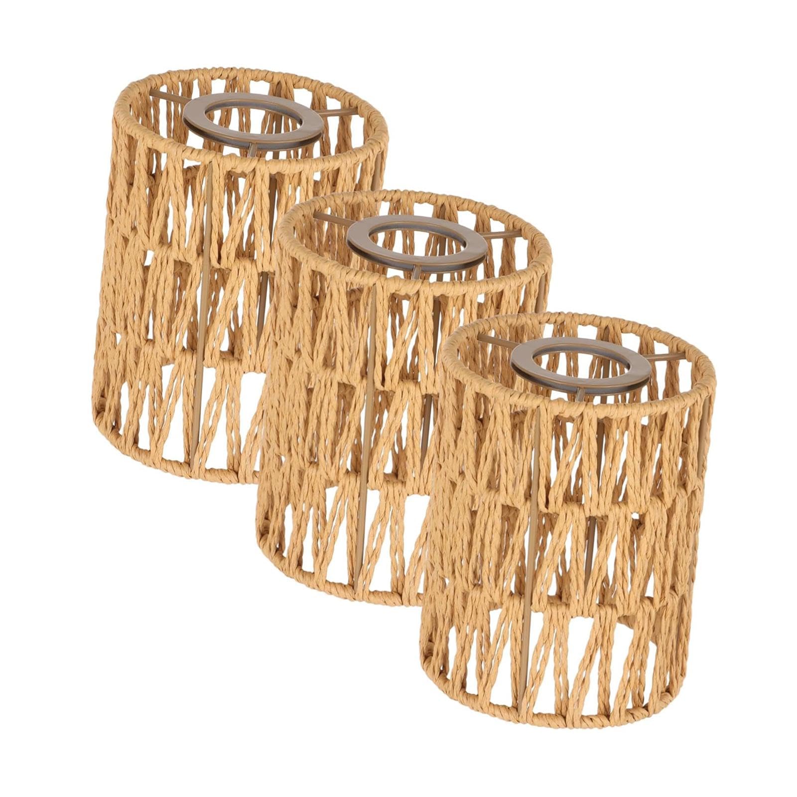 Sharplace Rattan-Lampenschirm Korb-Lampenschirm für Hängelampe, Deckenlaternenabdeckung, Kronleuchterabdeckungen, Boho-Hängelampenschirm für Café, Wohnzimmer, Flur, Küchentisch, Hochzeit, 15 x 11,5 cm
