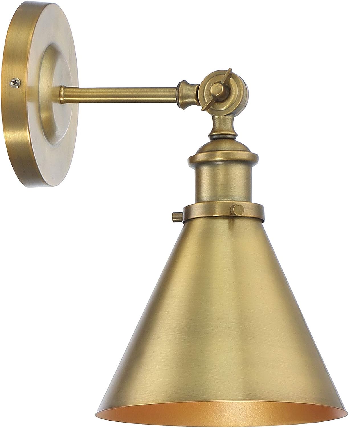 Savoy House 9-0901-1-322 Glenn Vintage Industrial Adjustable Metal Wall Sconce, 1-Light 60 Watt, 12" H x 7" W, Warm Brass