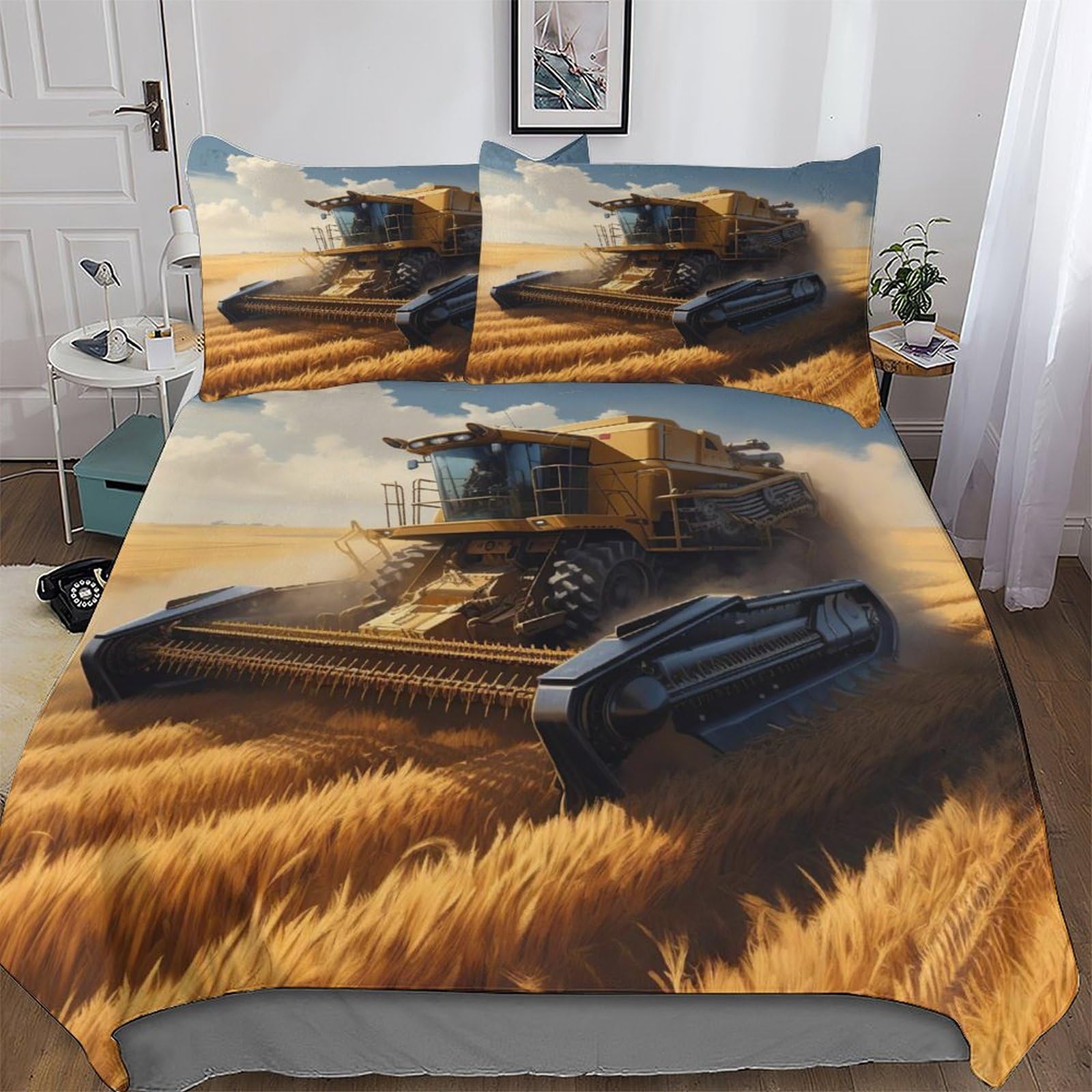 Tracteur housse de couette parure de lit douce anti-plis pour un entretien facile