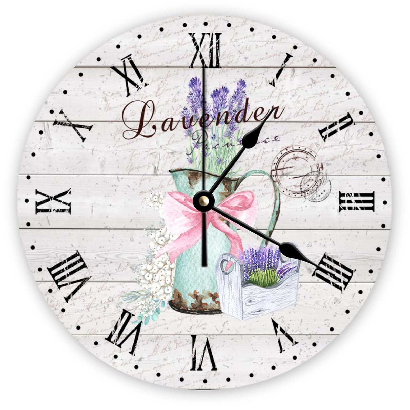 Horloge murale en bois lisible fleur de lavande pour la maison