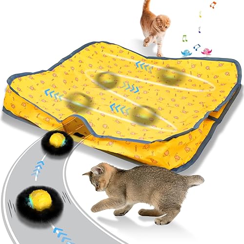 Juguetes interactivos para gatos de interior, bola eléctrica para gatos que se enrollan rápidamente, juguete para gatos que chirrian activado por