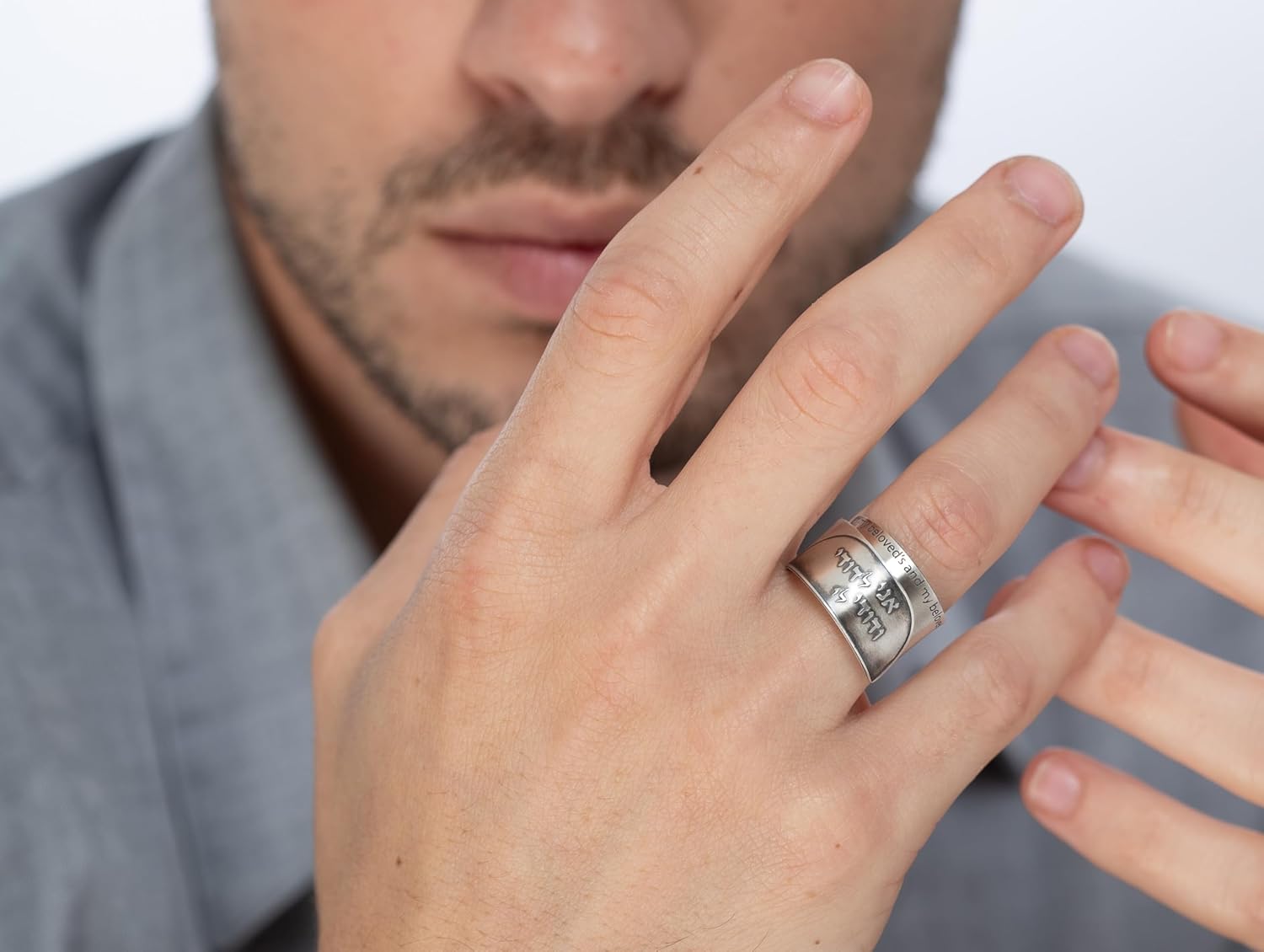 Christian Love Ring "I Am My Beloved's" - Ani L'Dodi Verse Open Adjustable Ring, Engraved with Song of Solomon 6:3 Biblical Jewelry for Men & Women, Valentine's Day Gift Handmade in Israel by Hallel Jewelry