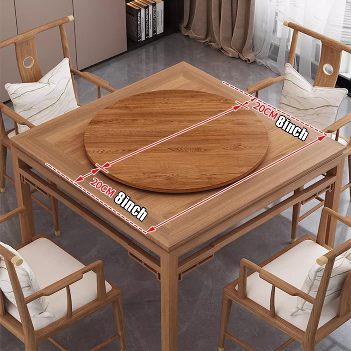 Wooden Turntable For Dining Table Lazy Susan Round Rotating Tray Cabinet Organizer For Parties, Weddings, Spice Rack(Black,18inch)
