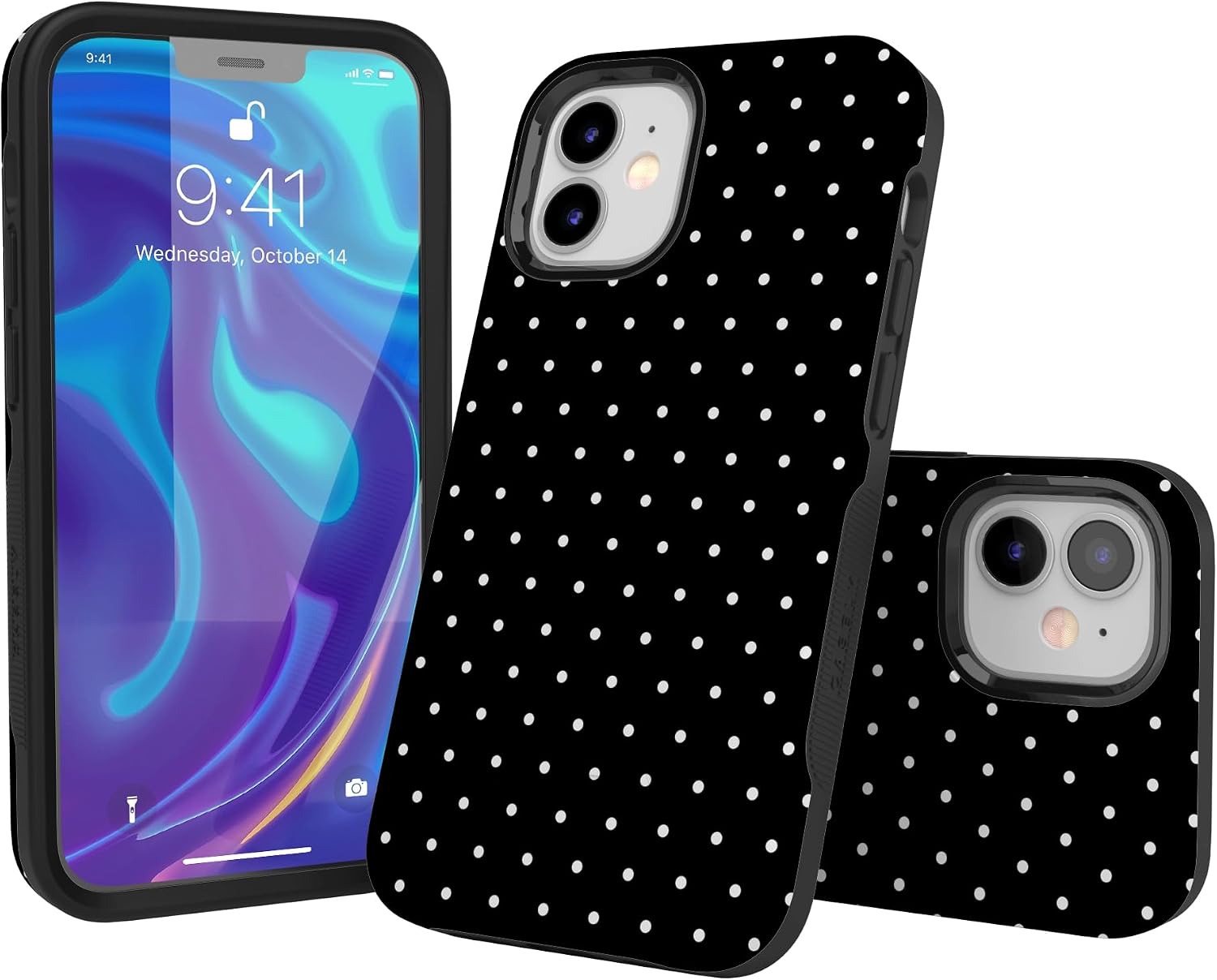 Casely iPhone 12 Mini Case | On the Dot | Black Polka Dot | Bold Protective Design | Compatible with MagSafe
