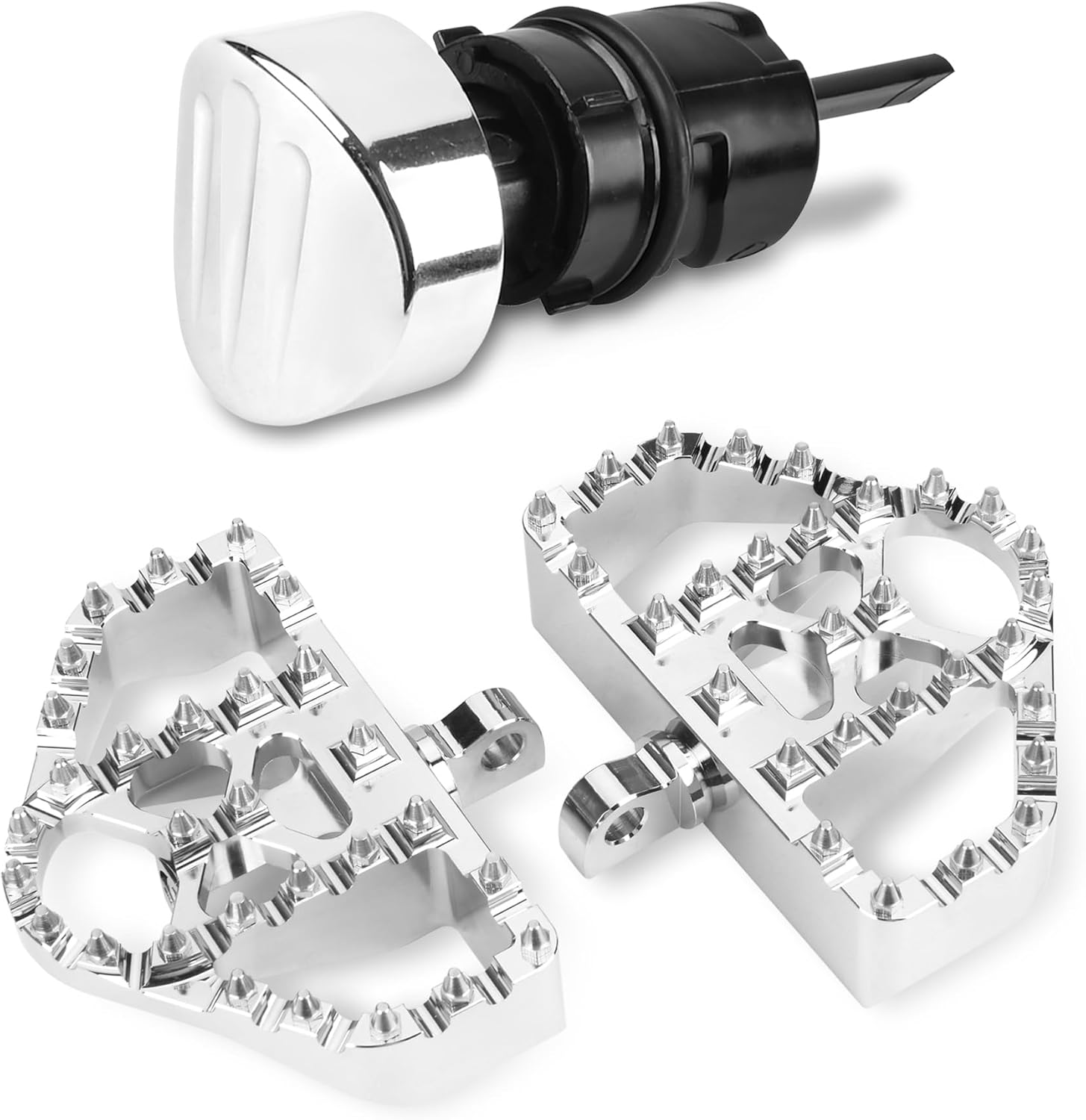 Motorcycle Foot Pegs MX Mini Floorboard Pedal, Motorcycle Oil Tank Dipstick Engine Machine Oil Tank Cap Oil Level Indicator Fit for Harley Sportster