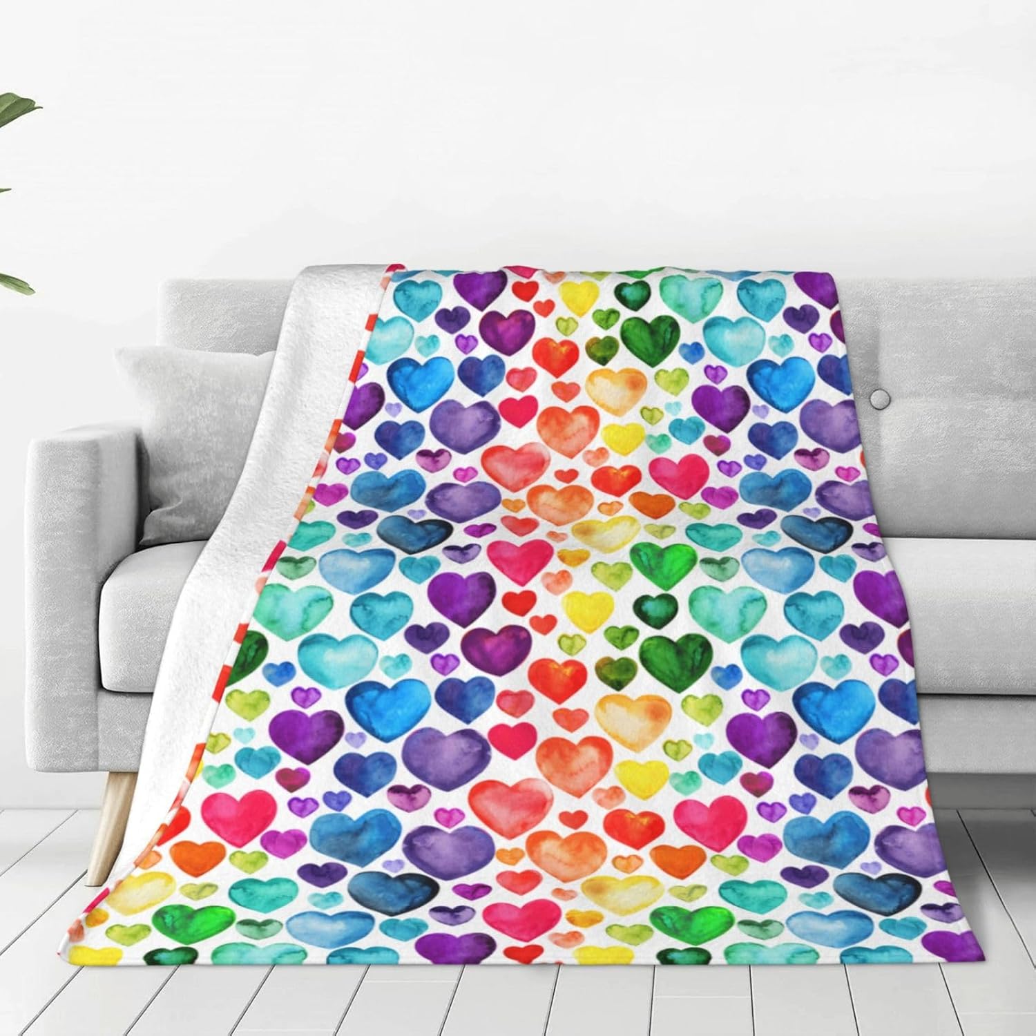 Rainbow Love Fleece Throw Blanket Soft Flannel Plush Lightweight Warm Cozy Blanket for Men Women Couch Bed Sofa Travel 80"x60"