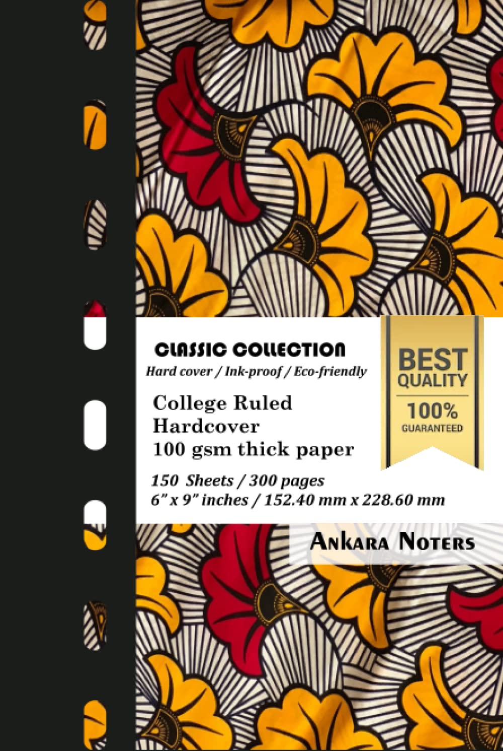 Carnet de notes Ankara rigide premium, reliure durable 300 pages pour écrits soignés