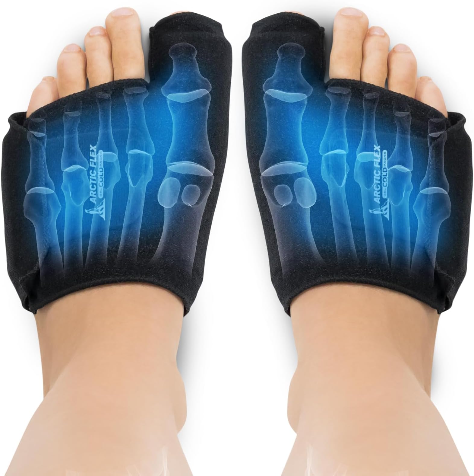 Arctic Flex Foot Ice Pack (Pair) Toe Wrap for Bunion, Plantar Fasciitis, Hallux Valgus, Gout, Swelling & Injuries - Cold & Heat Gel Therapy for Joint Pain Relief & Feet Recovery - Reusable Compression
