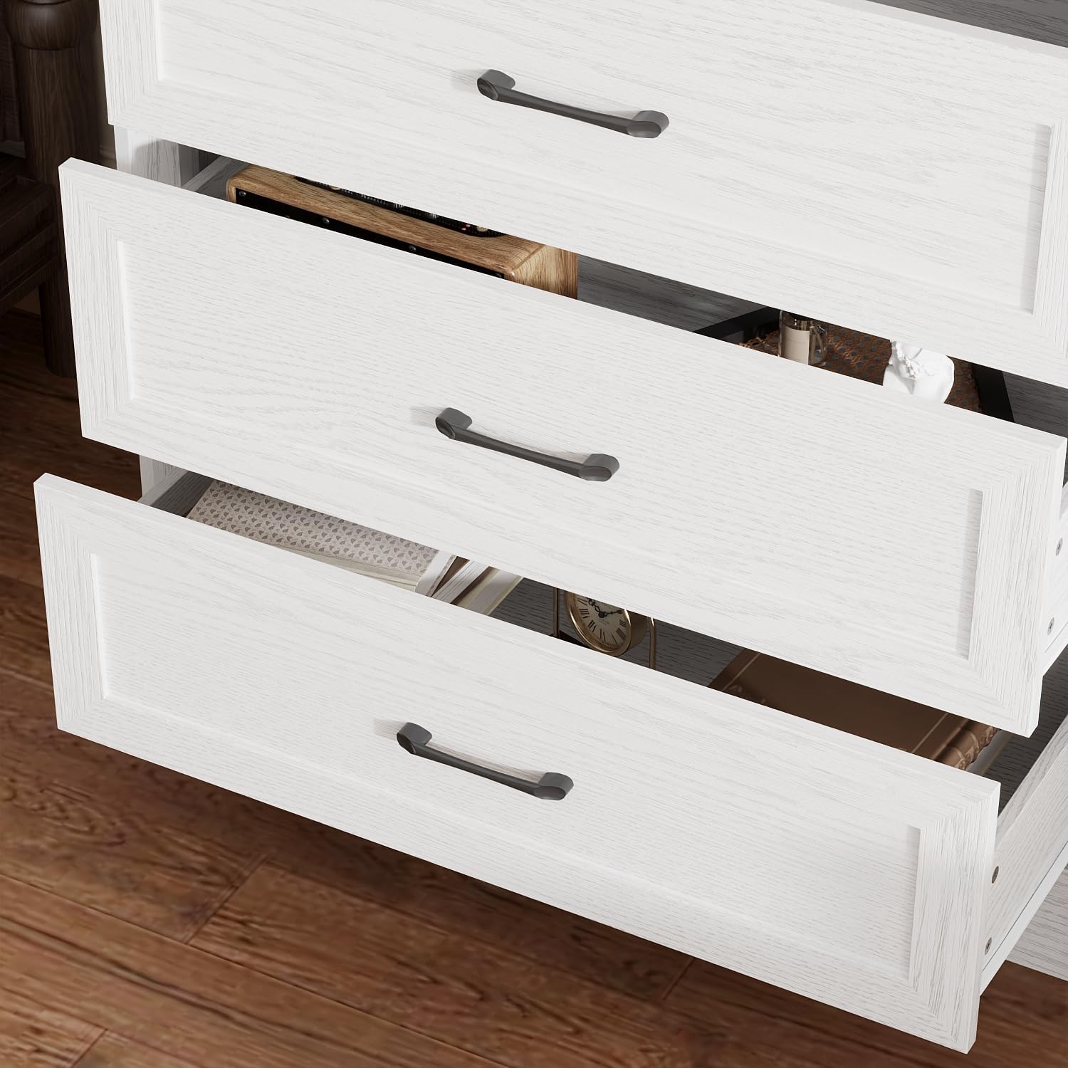 ECACAD 31.5" W Nightstand with 3 Drawers & Wood Grain, Versatile Bedside Table End Side Table with Storage for Bedroom, White