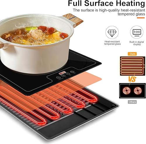 Miniatura 3 de Bandeja eléctrica de calentamiento de calor, calentador de superficie completa de 20 x 15 pulgadas con termostato, pantalla digital, soporte de 104