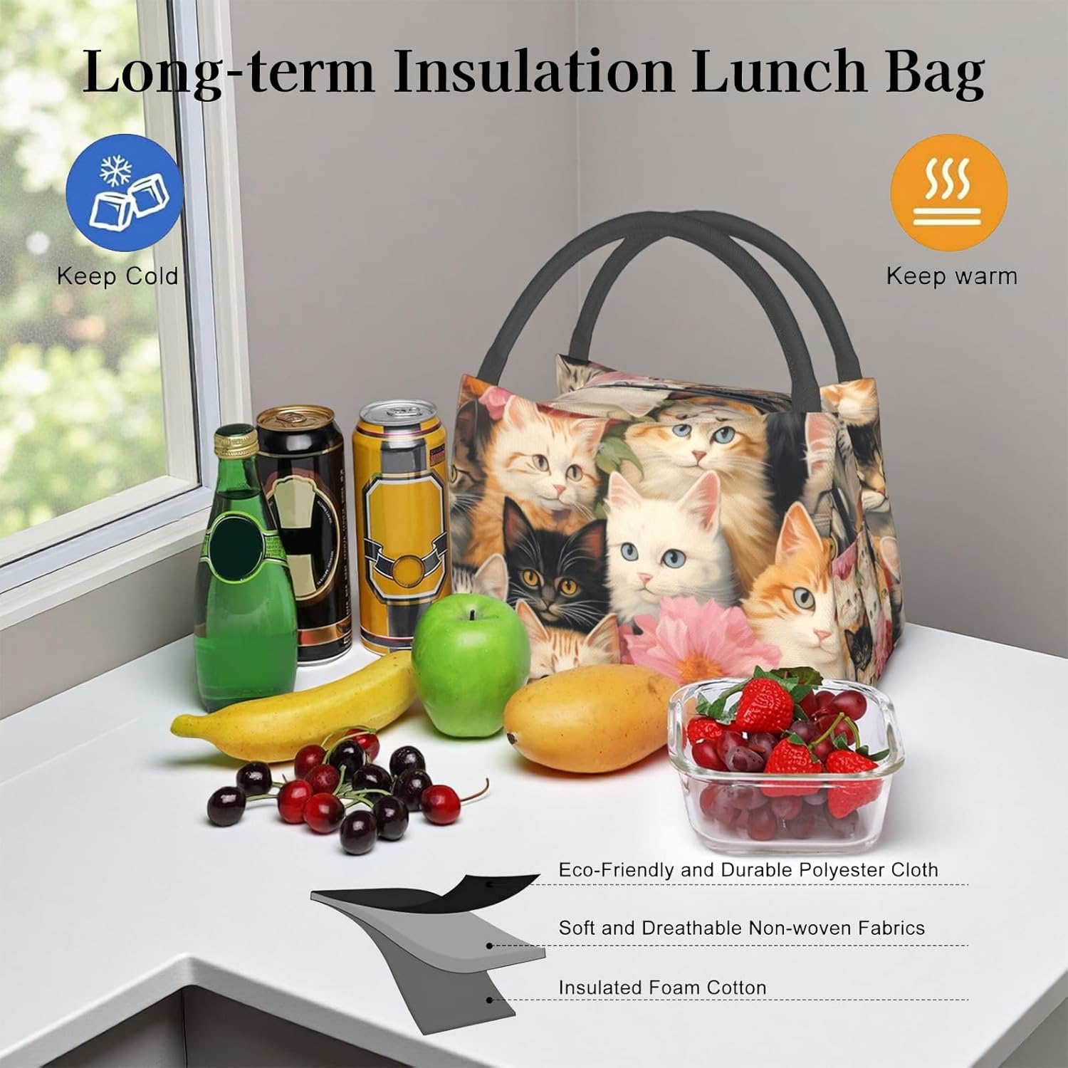 Colorful Fairy Dragon Insulated Lunch Box for Fantasy Art Lovers, Mythic Creature Illustration Tote Lunchbags, Reusable Cooler Lunchbox & Makeup Bag Gifts for Work, School, Picnic, Office - Image 8