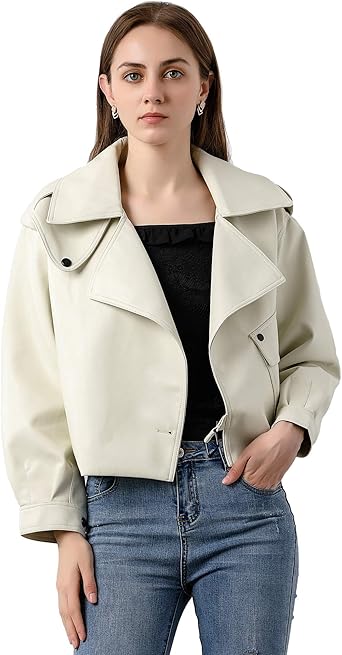 faux leather jacket beige