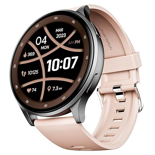 boAt Lunar Orb Smart Watch with 1.45″ AMOLED Display, BT Calling, DIY Watch Face Studio, Coins, Crest App Health Ecosystem, Live Cricket&Football Scores, IP67(Cherry Blossom) at Rs. 2599