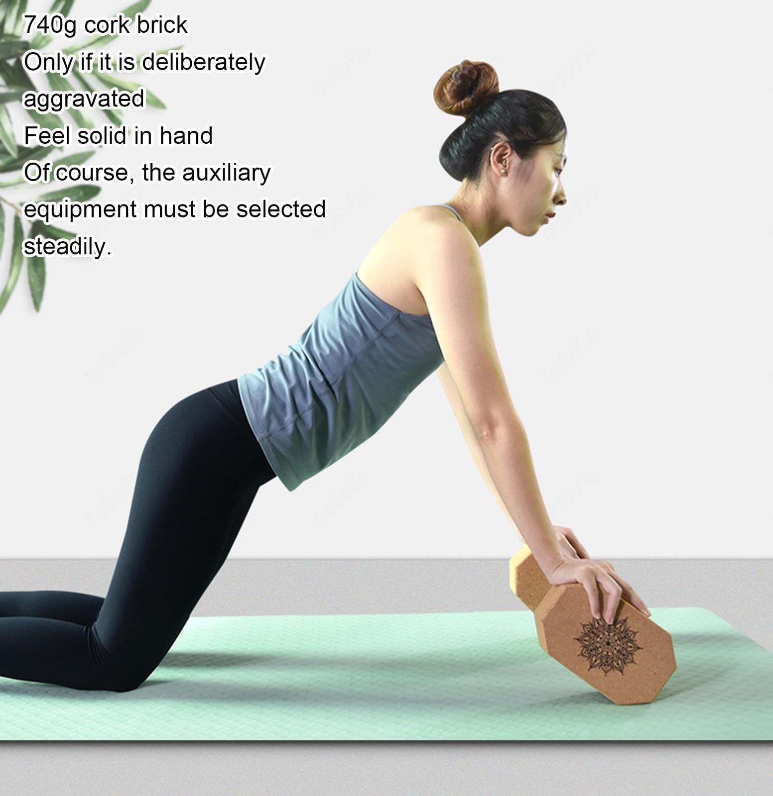 VIDECOR Yoga-Block-Kork-Set, Rutschfester Naturstein für Kraft, Flexibilität, Körperbalance, Leicht zu Greifende Oberfläche für Stabilität, Pilates, Fitnessübungen, Vertiefen von Posen,