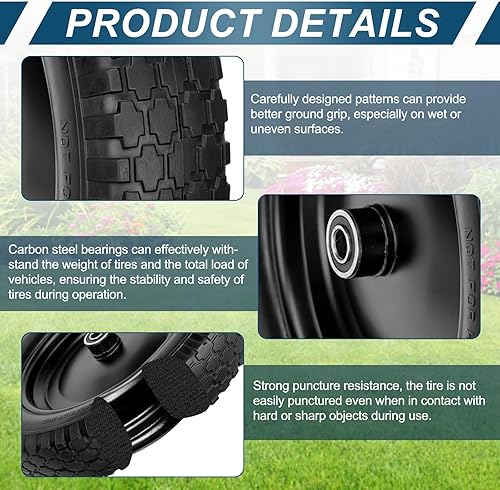 Miniatura 10 de Ruedas de neumático de 4.103.50-4 pulgadas con tubo interior de 10 pulgadas, ruedas de repuesto de neumáticos de 10 pulgadas con orificio de eje de