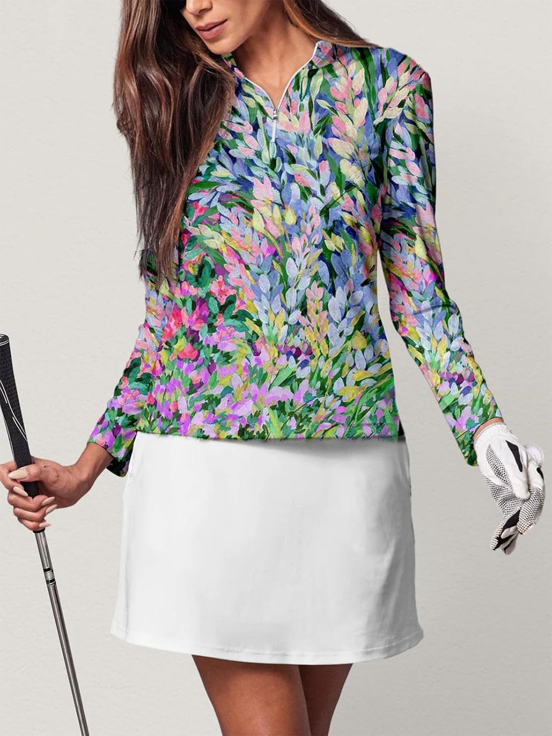 Golf Shirts for Woman UPF 50+ Sun Protection Quick Dry Lightweight Long Sleeve Polo Shirts for Woman Rash Guard