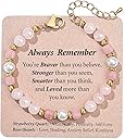 Quietsun Trendy Gifts for Her-Positive/Love/Joy Natural Crystal Bracelets for Girls/Teens/Adults-Adjustable/Handmade-Gift Box Packing