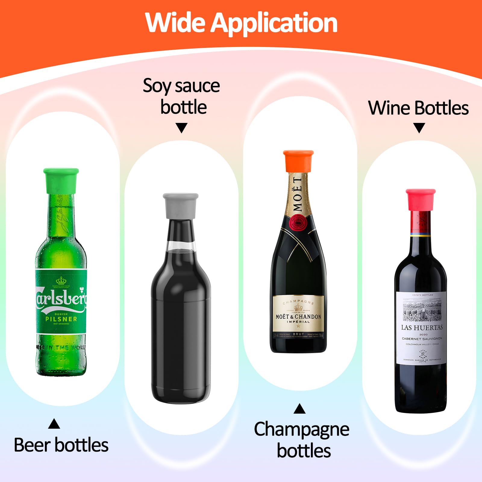 OUNONA Bouchon De Bouteille De Vin Rouge En Silicone 6 Pièces