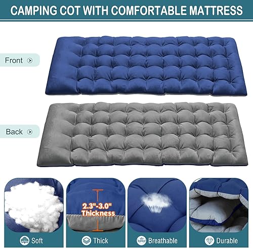 Miniatura 5 de NAIZEA Catre plegable Catre de campamento, cama plegable para campamento al aire libre catre portátil militar Catres de doble capa Oxford fuerte