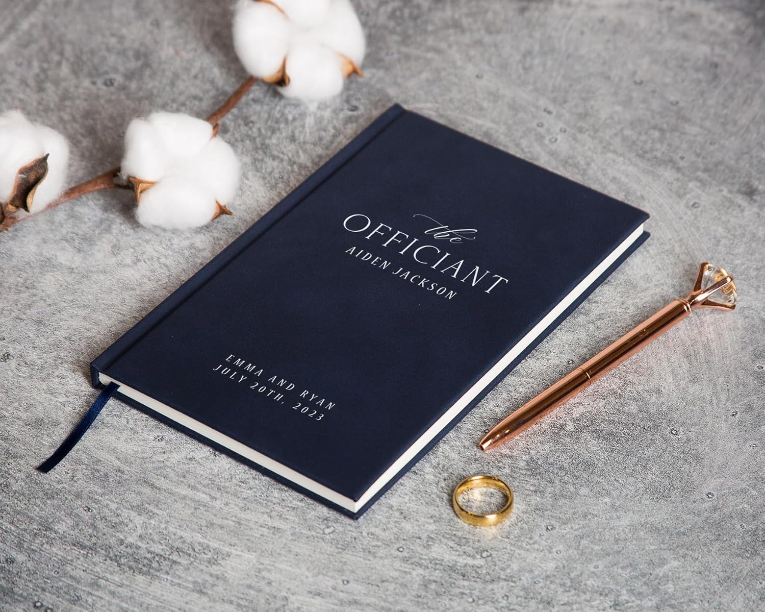 MUUJEE Custom Officiant Book - Personalized Modern Minimalist Notebook Custom Journal Gift for Pastor Ministers Sermon Wedding Ceremony, 32 PAges, 140gsm Thick Lined Paper, 5.25 x 8.25 (Design1)