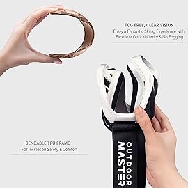 OutdoorMaster OTG Ski Goggles - Over Glasses Ski/Snowboard Goggles for Men, Women & Youth - 100% UV Protection (White Frame + VLT 25% Polarized Brown Lens)