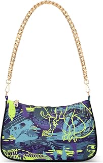 Jurassic Period Dinasour Shoulder Bag for Women Small Purse Shoulder Tote Handbag Handbag Purse with Chain Strap for Women Girl, Multicoloured