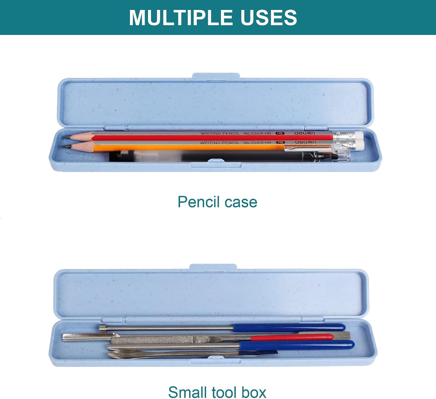 2-Pack Small Pencil Case, Small Pencil Box, Hard Plastic Slim Storage Case