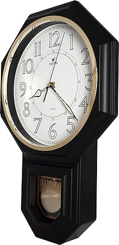 Miniatura 8 de JUSTIME Reloj de pared con péndulo clásico clásico de rosa vintage para casa escolar cada hora con melodía Westminster fabricada en Taiwán 4 pilas