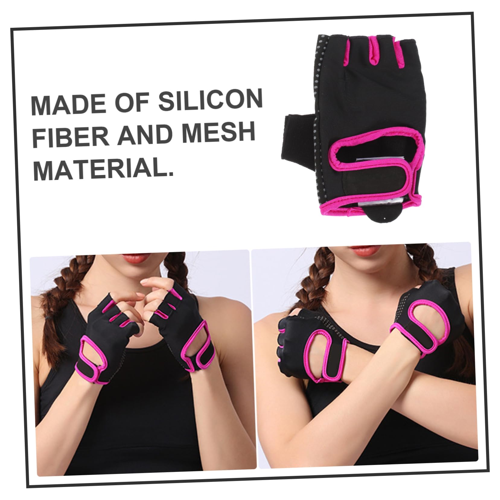 POPETPOP 3 Guantes de Silicona Antideslizantes de Medio Dedo para Fitness Ciclismo Senderismo Deportes al Aire Color Negro/Talla Diseño Cómodo.