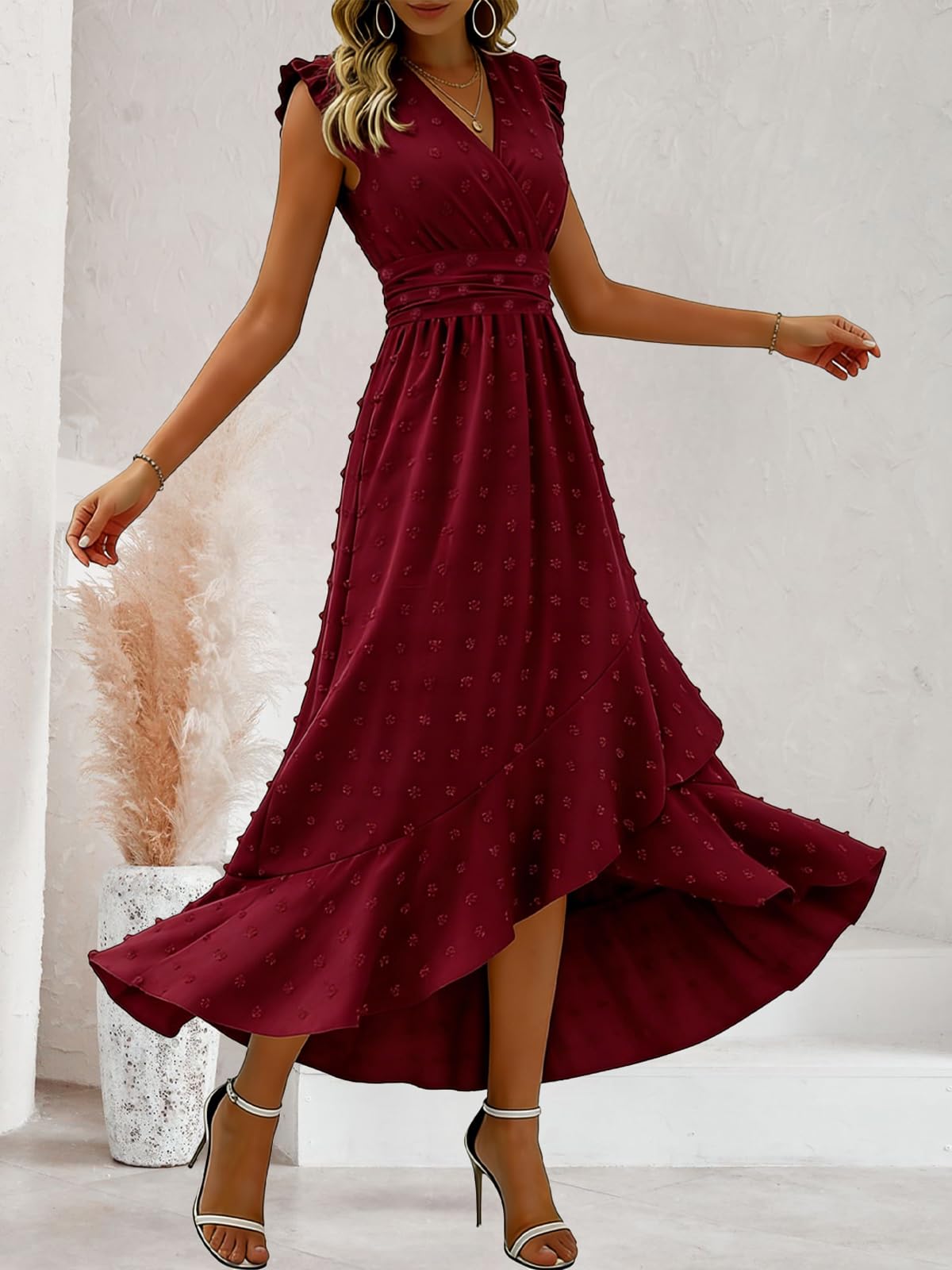 Sommerkleid Damen Elegant Kleid Kurze Ärmel V-Ausschnitt Casual Kleider A-Linie Blumenmuster Minikleid Freizeitkleider Sommer Kleid Partykleid