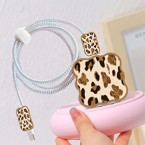 Miniatura 6 de Protectores de cable de leopardo para cargador de iPhone, diseño de mármol lujoso, cable de datos, cargador USB, línea de datos, protector de cable